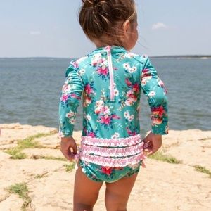 Ruffle Butts Fancy Me Floral One Piece Rash Guard